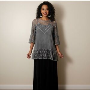POL size small NWOT Elegant Gray Lace Women Top